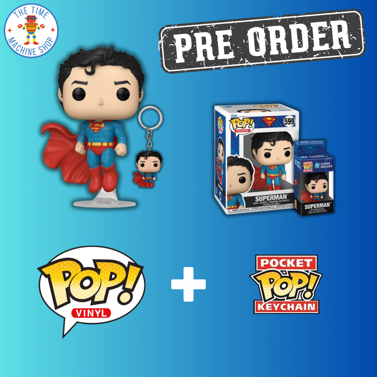DC Comics New Classics Superman Funko Pop! Vinyl Figure #599 + Pocket Pop! Keychain Exclusive Bundle