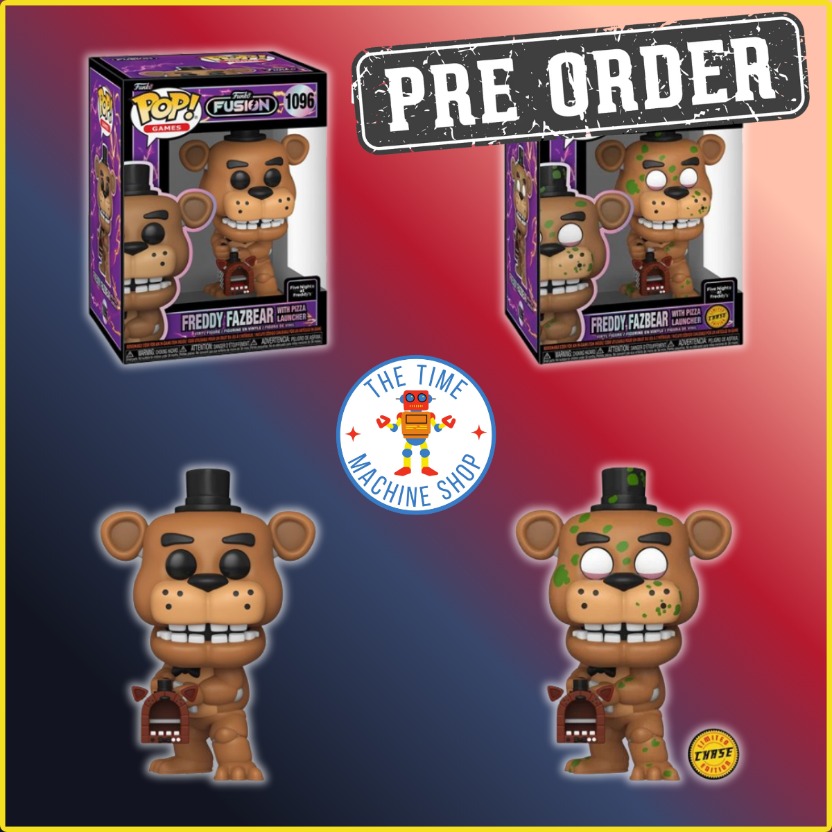 (Chase & Common 2-Pack Bundle) Funko Fusion Five Nights at Freddy's Freddy Fazbear with Pizza Launcher Funko Pop! Vinyl Figure #1096