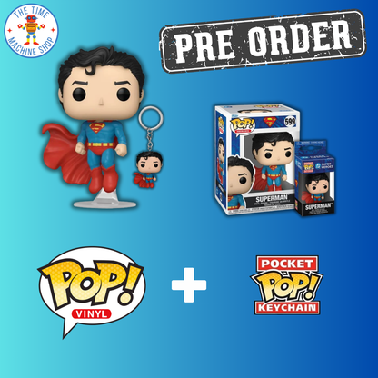 DC Comics New Classics Superman Funko Pop! Vinyl Figure #599 + Pocket Pop! Keychain Exclusive Bundle