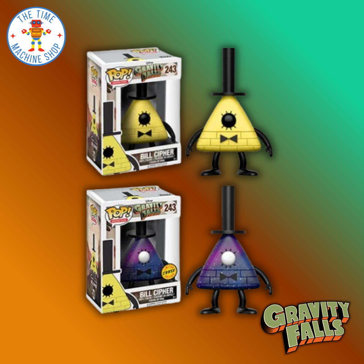 2-Pack (Chase & Common) Gravity Falls Bill Cipher Funko Pop! Vinyl Figure #243 Bundle