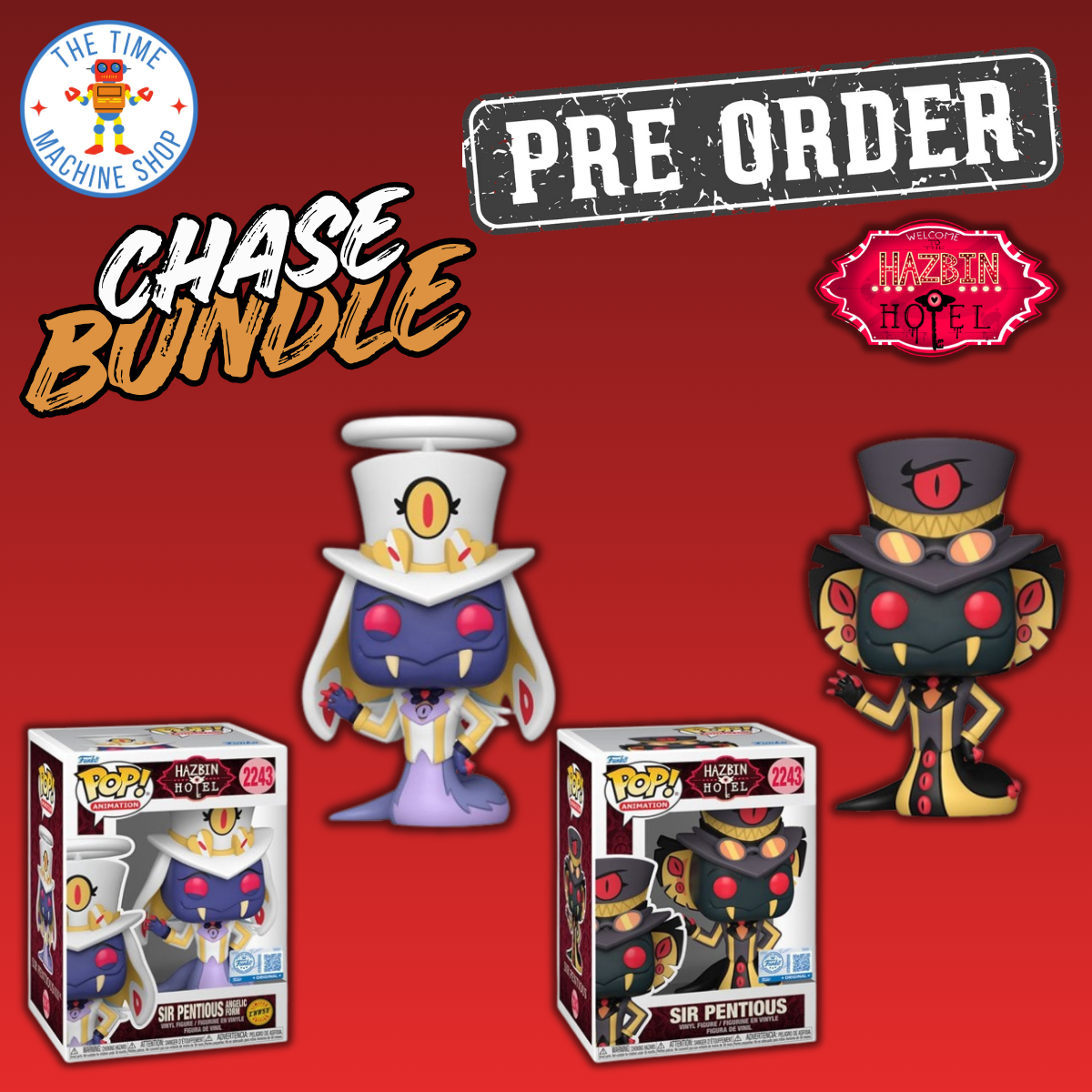 (Chase + Common) 2-Pack Hazbin Hotel Sir Pentious Funko Pop! #2243 - Specialty