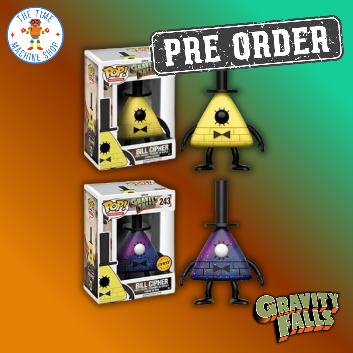 2-Pack (Chase & Common) Gravity Falls Bill Cipher Funko Pop! Vinyl Figure #243 Bundle